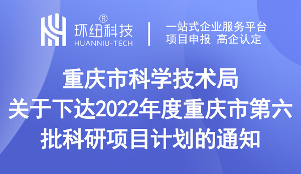 重慶市科學技術局關于下達2022年度重慶市第六批科研項目計劃的通知