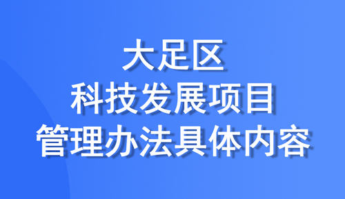 大足區發布科技發展項目管理辦法，項目共設置四個類別