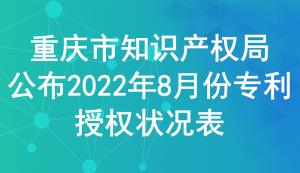 重慶市知識產權局公布2022年8月份專利授權狀況表