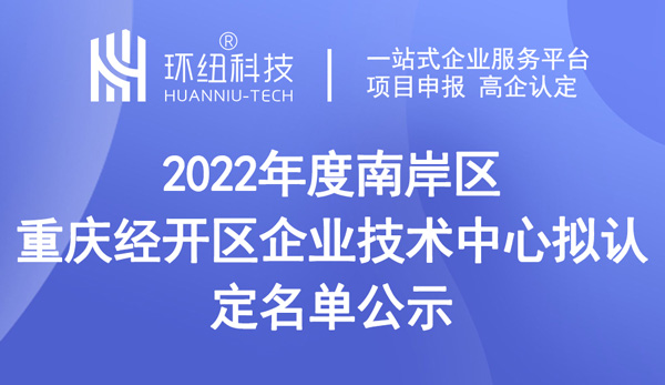 2022年度南岸區重慶經開區企業技術中心擬認定名單公示