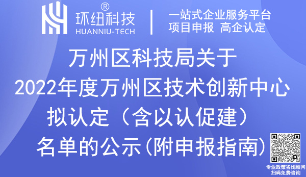 2022年萬州區(qū)技術(shù)創(chuàng)新中心認定名單