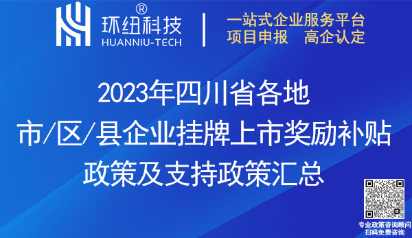 四川省各地市企業掛牌上市獎勵補貼政策